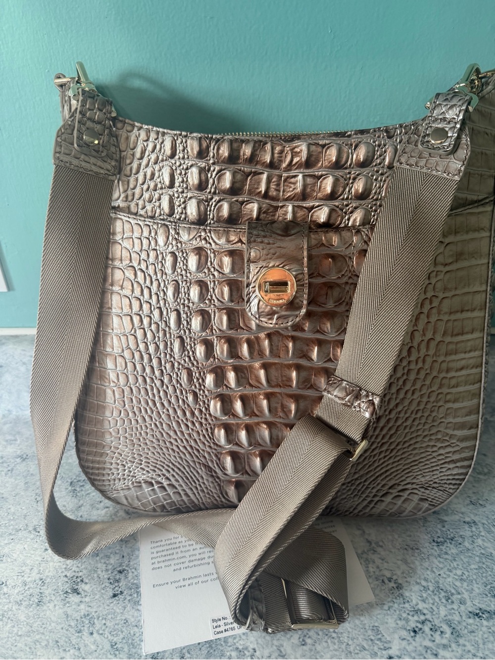 Brahmin Leia Silver lining Melbourne Bag and Britt Silver linings